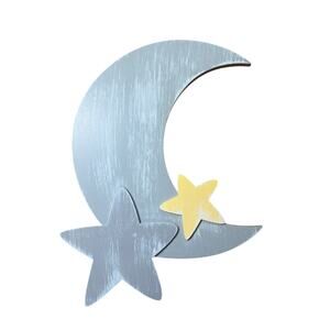 Little Love: Weathered Grey Star and Moon Shape Wall Art by NoJo